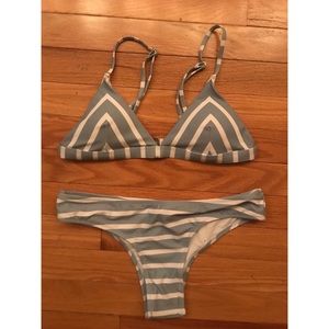 Light Blue Striped Bikini